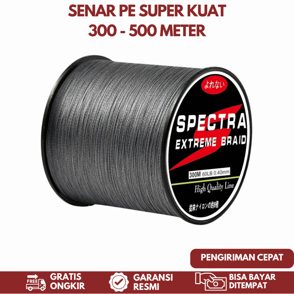 SPECTRA Senar Benang Tali Pancing PE 4 Extreme Braid 300 500 Meter