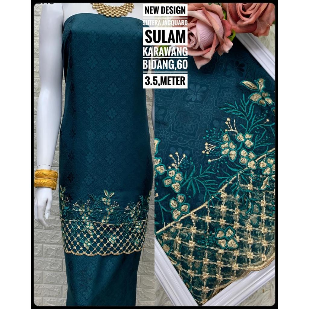 BAHAN KAIN BAJU KURUNG SUTERA JACQUARD SULAM KARAWANG