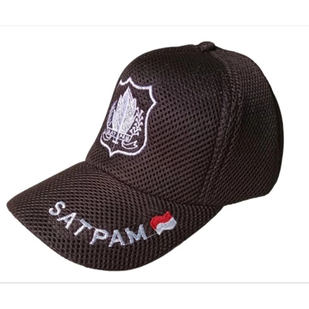 TOPI SATPAM SECURITY JARING BORDIR KUALITAS PREMIUM//TOPI SATPAM SECURITY JARING WARNA COKLAT HARGA 