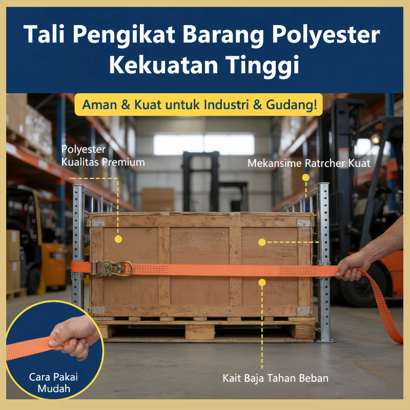 Tali Krek Pengikat Barang Mobil Truk Bak Pikap | Tali Gesper Kuat 2 Ton