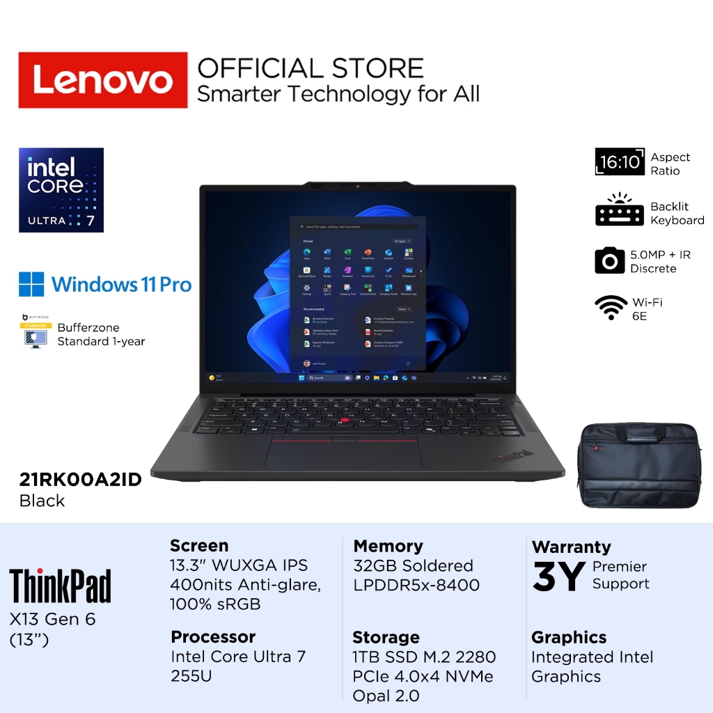 Lenovo ThinkPad X13 G6 A2ID Intel Core Ultra 7 255U, Integrated Intel Graphics, RAM 32GB, 1TB SSD, 1