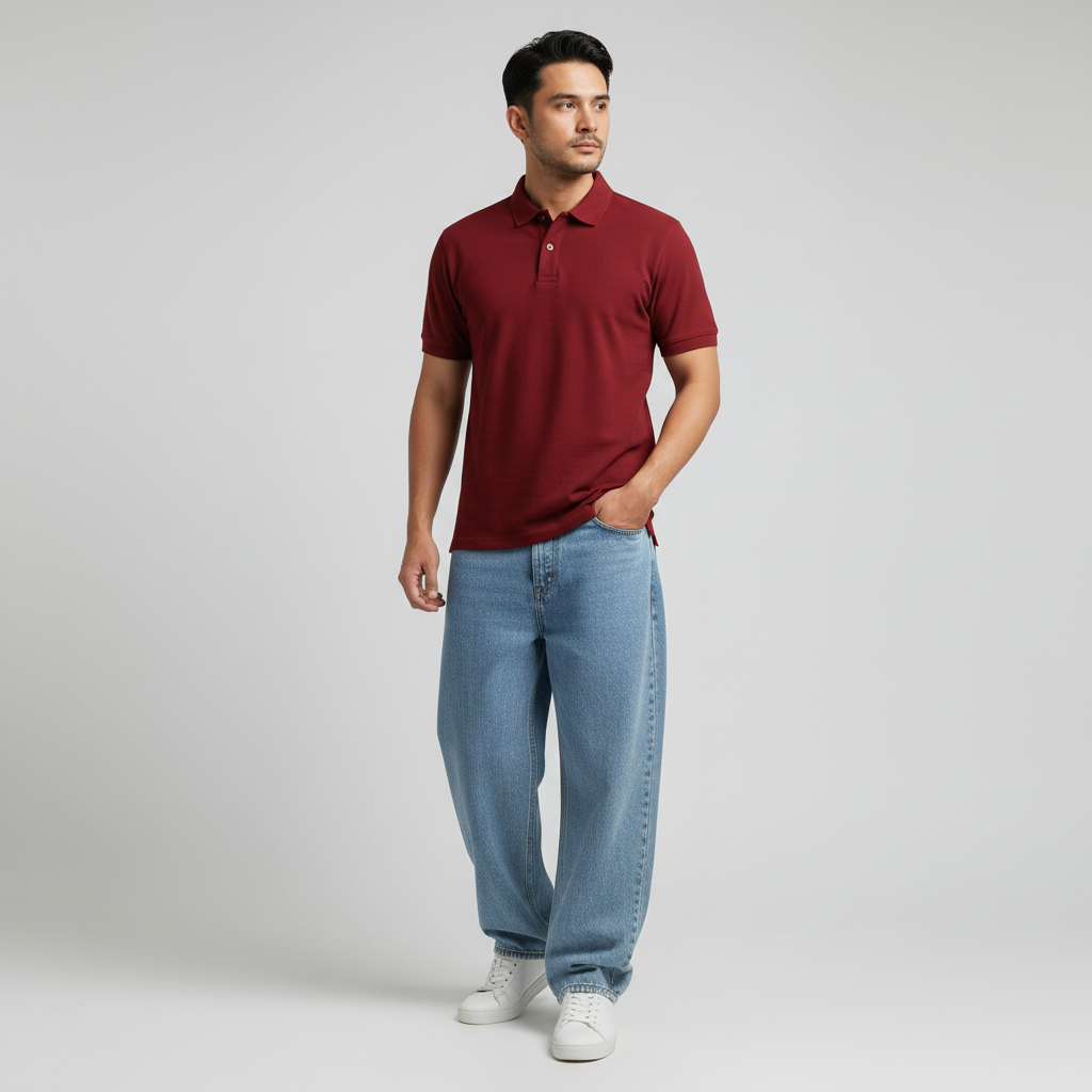 Kaos Polo Lengan Pendek Merah Hati