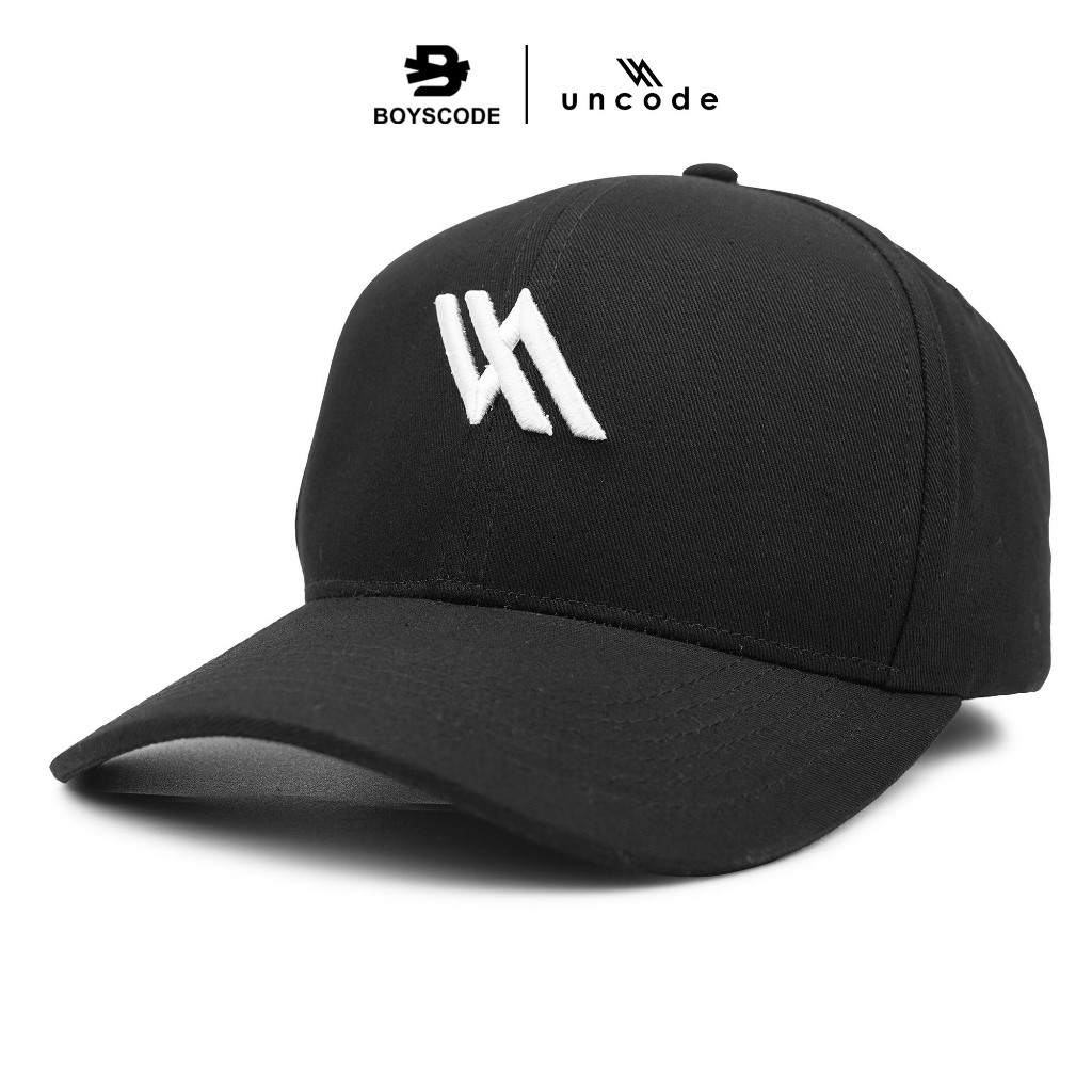 UNCODE Topi Baseball Polo Cap Premium Basic Motif Big Logo Unisex Pria Wanita Hitam