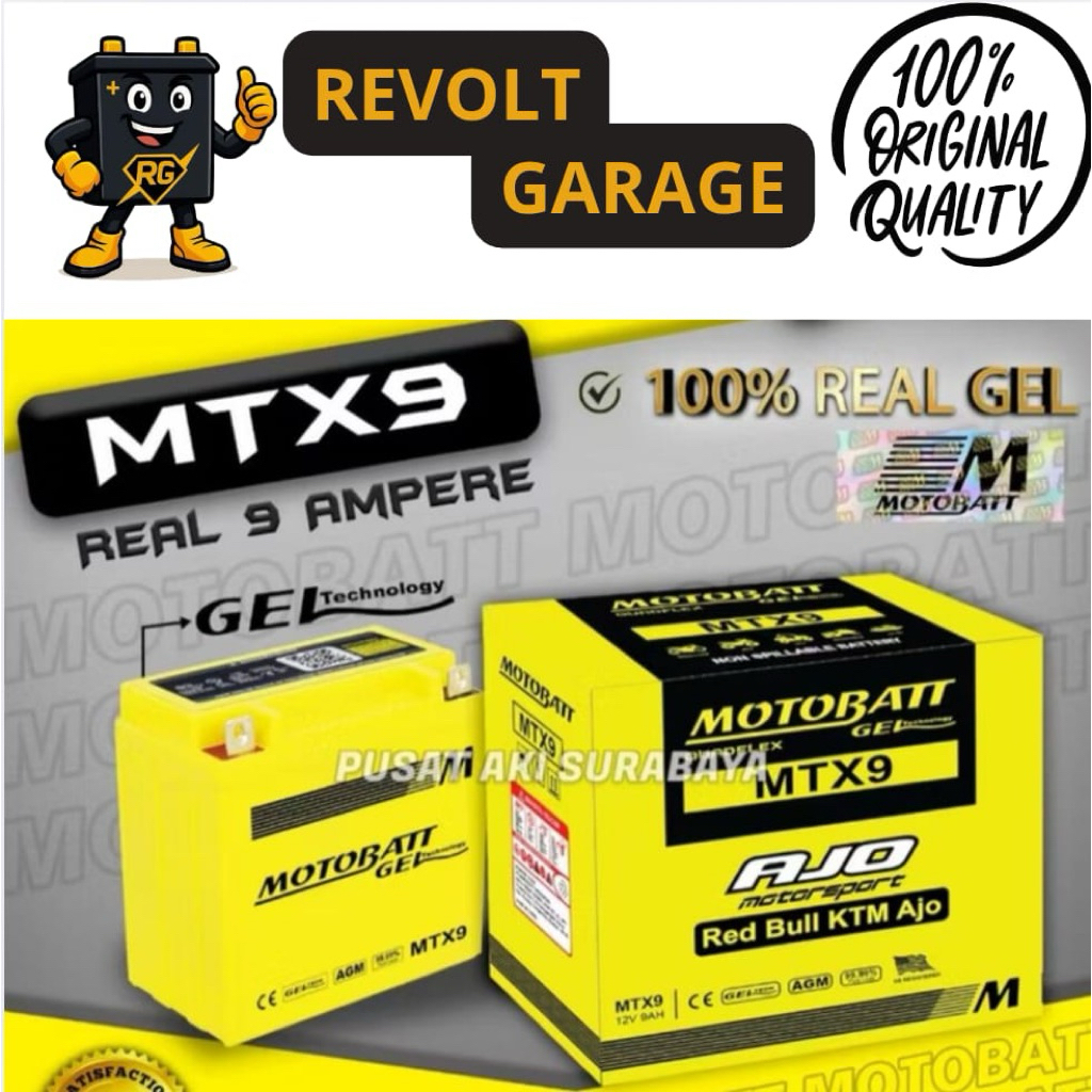 Aki Motor MOTOBATT - MTX9 untuk Suzuki Thunder, Bajaj Pulsar, TVS Apache, Cleveland