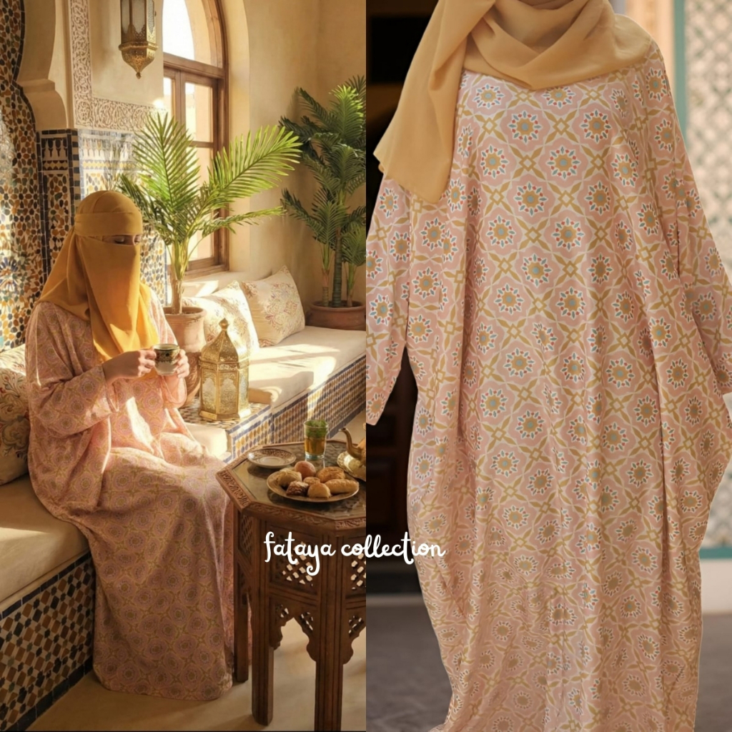 Fataya Collection ZALTARE Abaya Peach - Kain Diva Silk