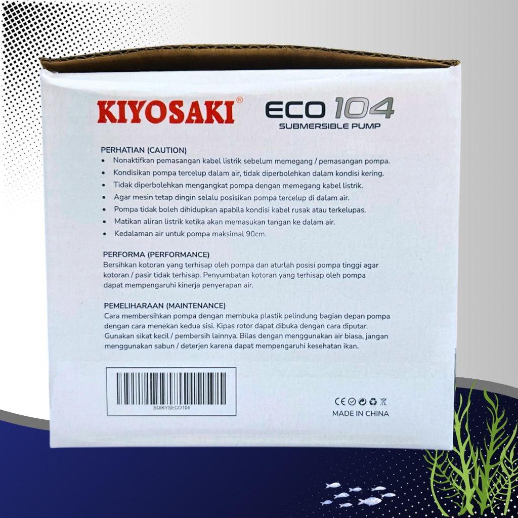 KIYOSAKI ECO 104 POMPA KOLAM AQUARIUM SUBMERSIBLE PUMP