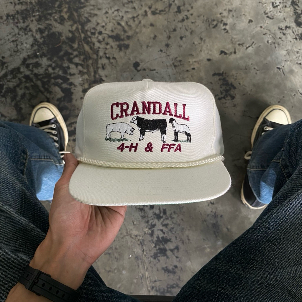 VINTAGE 90s CRANDALL 4H & FFA ROPE HAT
