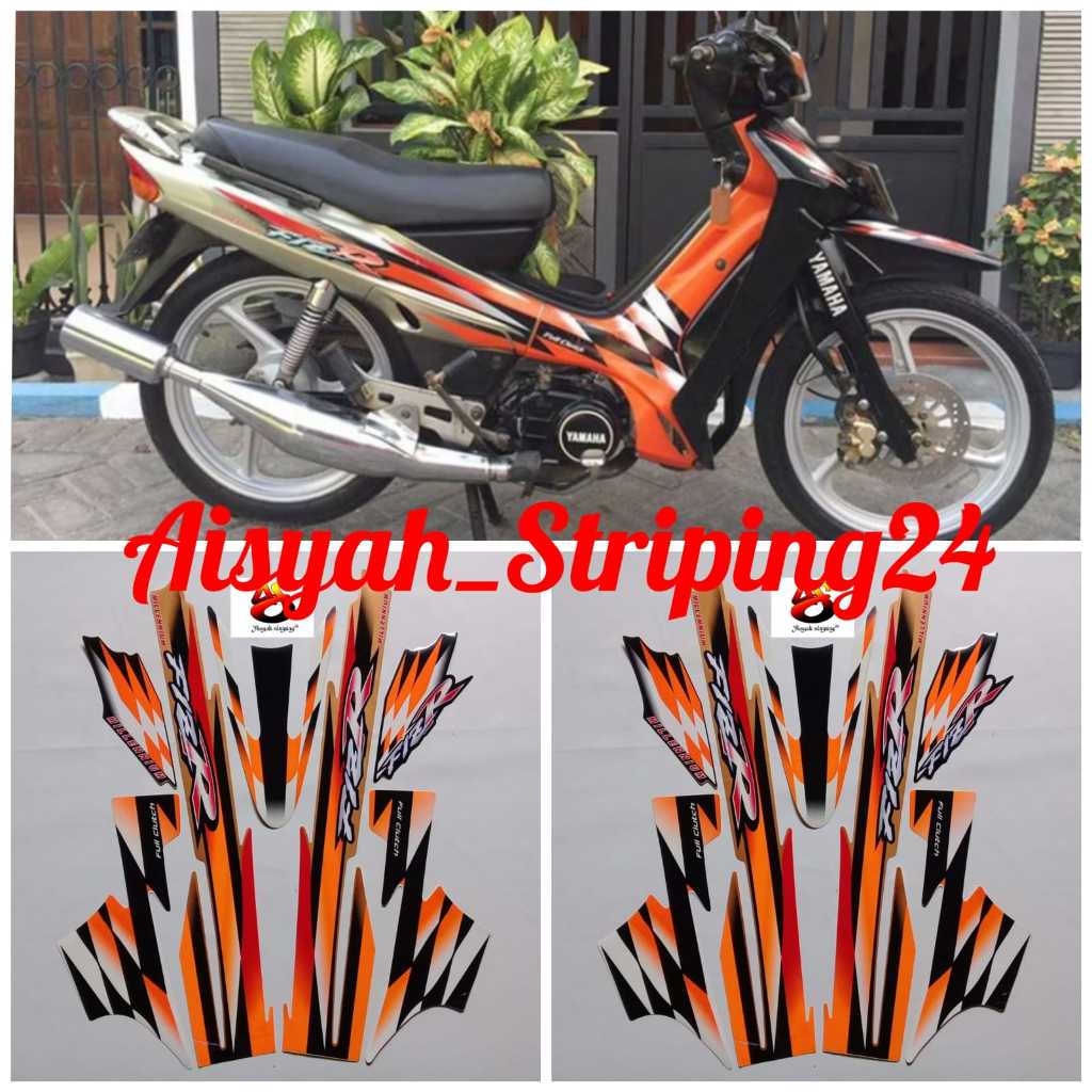 stiker striping lis bodi motor Yamaha FizR milenium orange silver