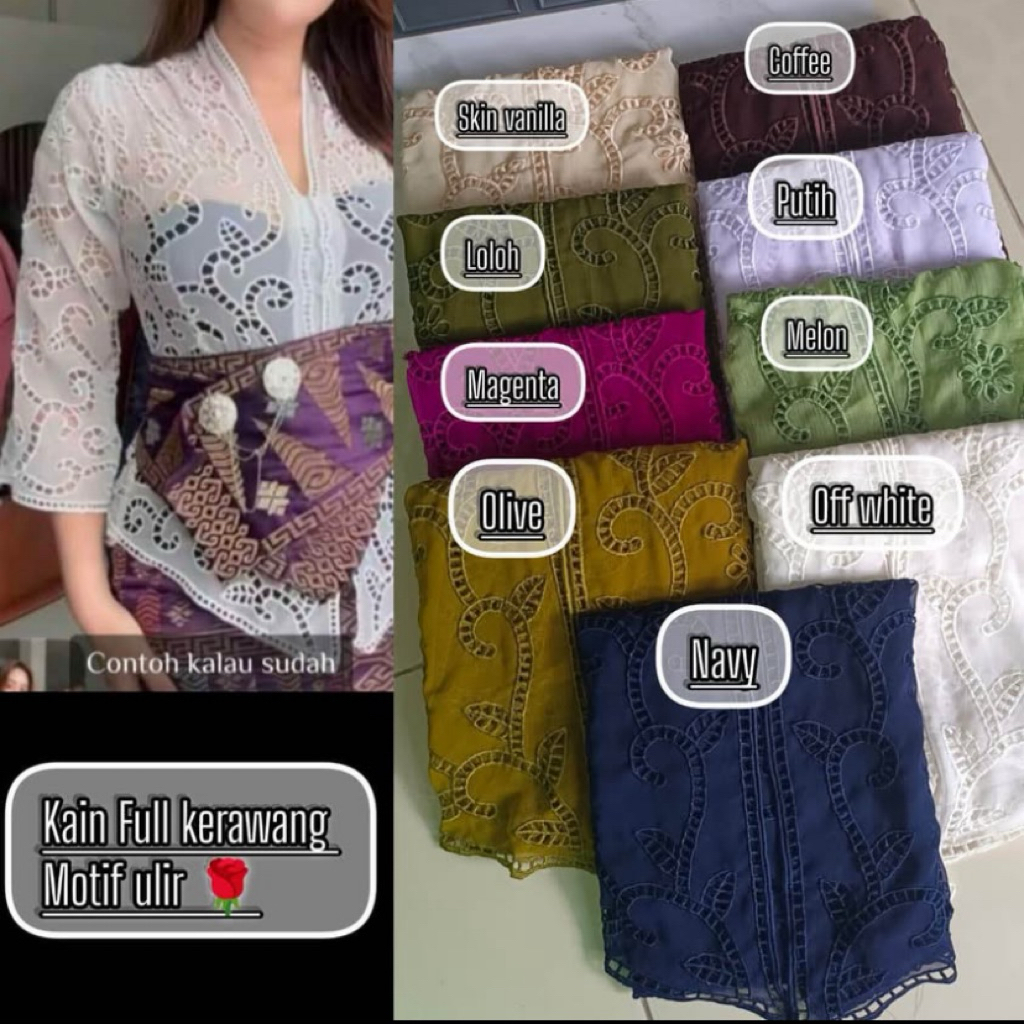 bahan kebaya bordir bali  termurah terlaris terbaru kain kebaya bali bahan kebaya encim