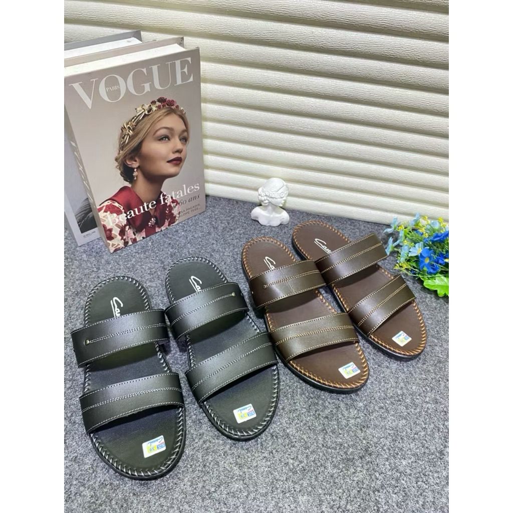(BISA COD) SANDAL KULIT PRIA CARVIL SEPATU SANDAL SANDAL SLOP PRIA