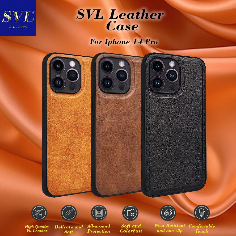[ CUCI GUDANG ] Casing Hp Iphone 14 Pro Case SVL Leather Casing Slim Softcase Kulit