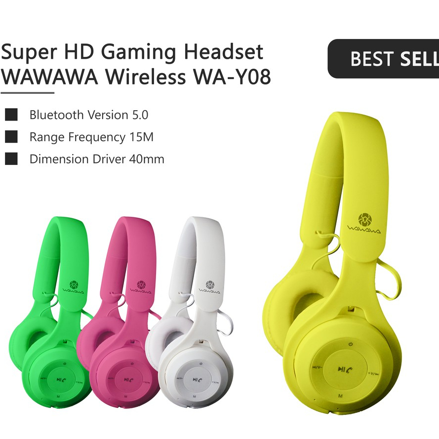 WAWAWA Y08 Wireless Gaming Headset Bluetooth 5.0 Super HD Premium Design