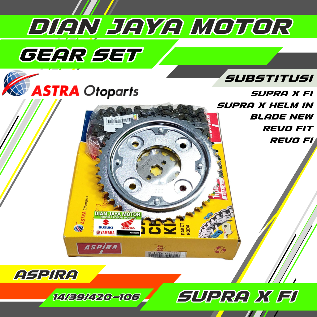 Aspira Gir gear set Girset Honda SUPRA X125 FI INJEKSEN .K41 KARISMA.SUPRA FIT NEW BLADE REVO ABSOLU