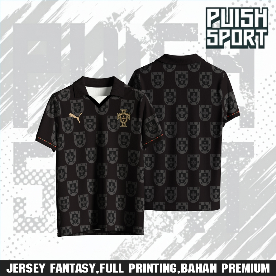 JERSEY RETRO PORTUGAL HITAM VINTAGE