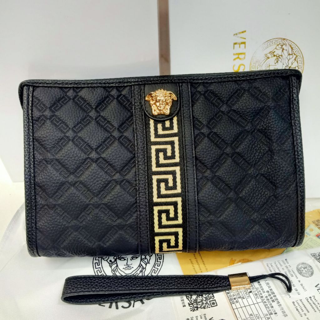 Handbag Versace Leather Clutch Tas Tangan Kulit Import