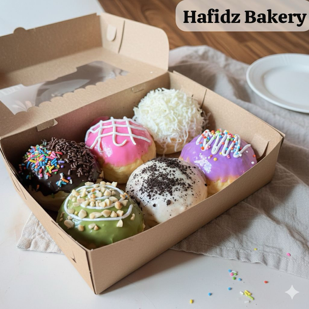 ready roti donat susu MINI toping glaze isi 6 enak lembut, fresh