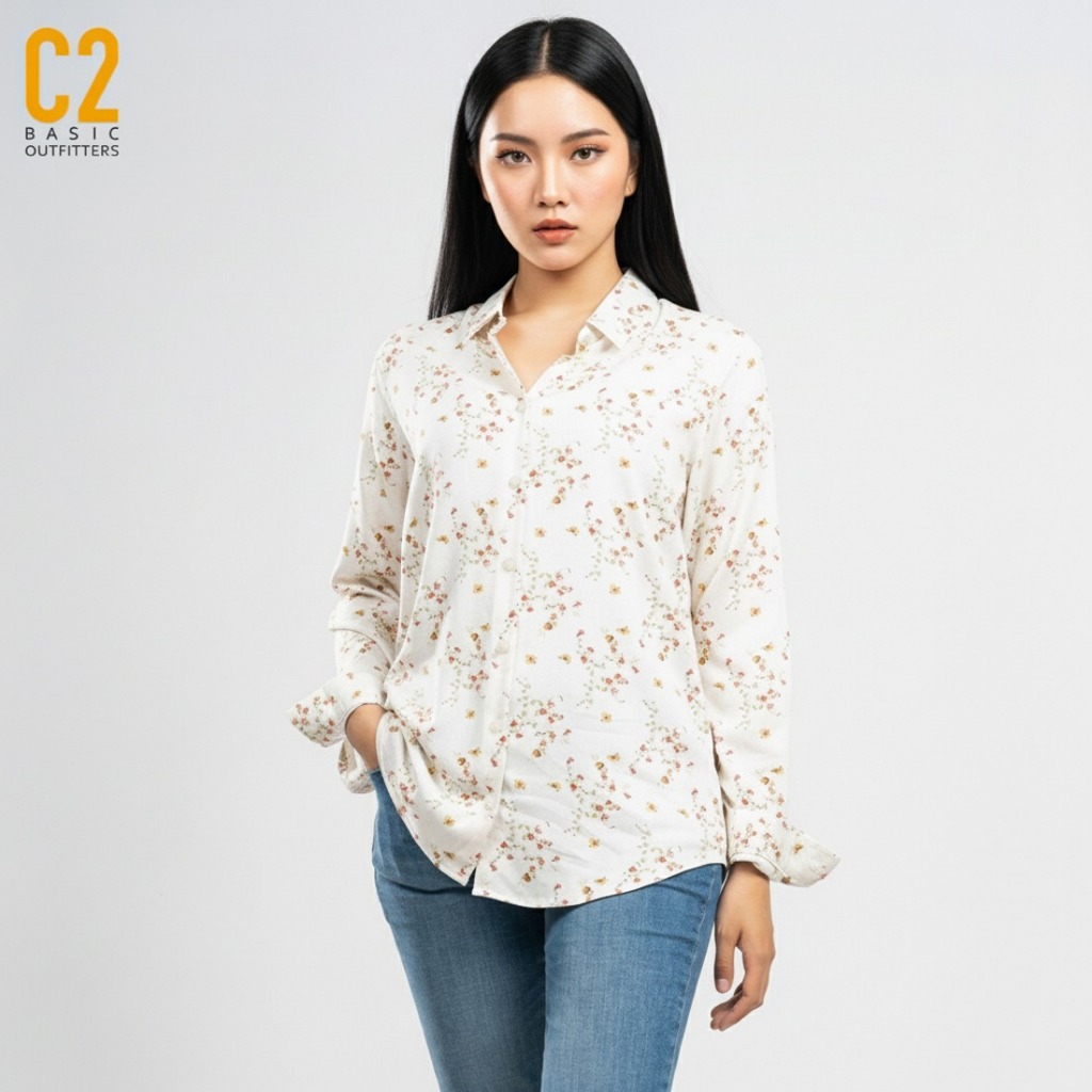 C2 Ishana Red Kemeja Casual Wanita