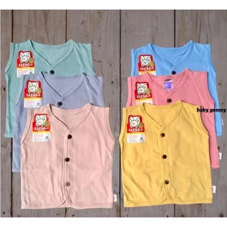 Usagi Baju Bayi Kancing Depan Usagi Premium Polos Katun Tebal 3 Pcs SNI