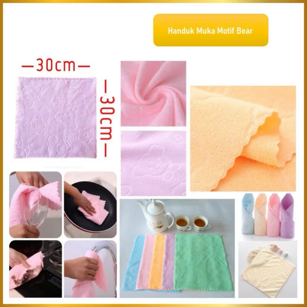 Handuk Muka Lembut Motif Handuk Wajah Face Towel Serbaguna 30x30