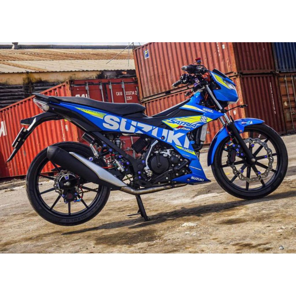Striping Satria Fu Fi Injeksi 2016 Biru GP Sticker Lis Decal Standar ORI Suzuki Satria Fu Injeksi 20
