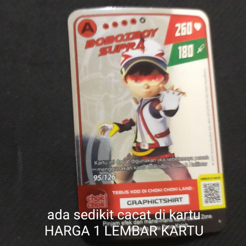 (SEDIKIT CACAT) Boboiboy Monsta Galaxy Card Boboiboy Supra Choki Choki (Silver)