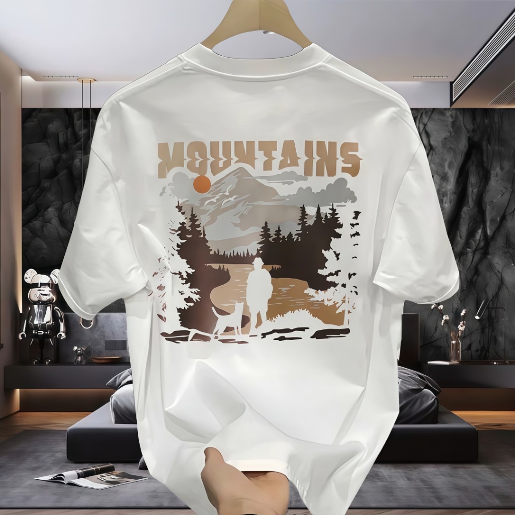 (COD)   Kaos Pria Stylish Motif Pemandangan Gunung Keren - Baju Lengan Pendek Terbaru