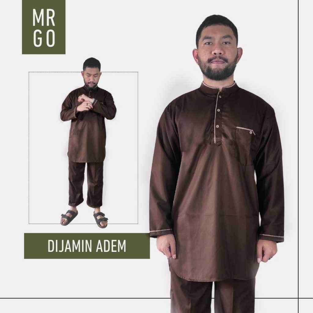 MRGO | Setelan Set Gamis Koko Pakistan Dewasa TOYOBO ADEM DINGIN Pria Cowok Coklat Cokelat Tua Laki 