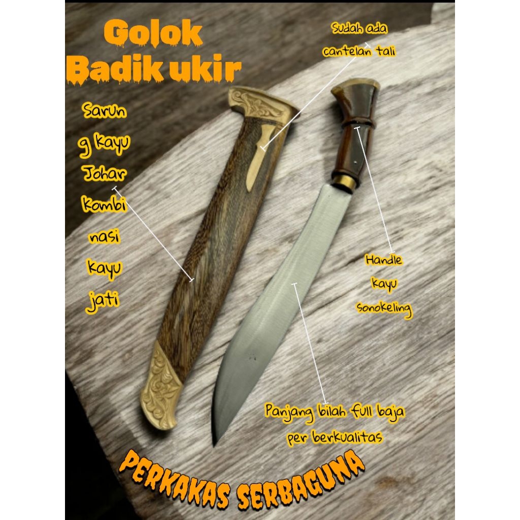 GOLOK BIDIK UKIR, GOLOK SERBAGUNA, BAHAN BAJA PER,
