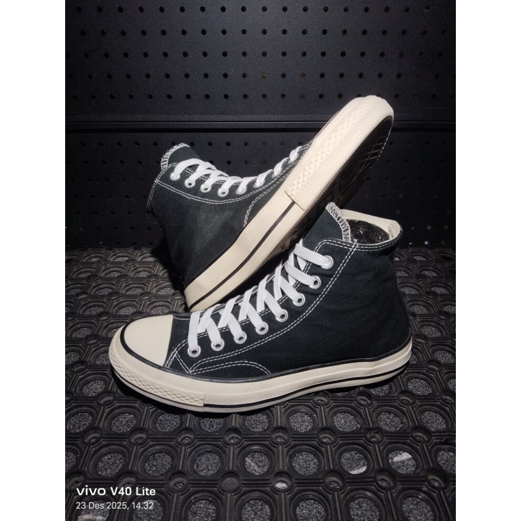 (second) converse 70s hi black white size 41