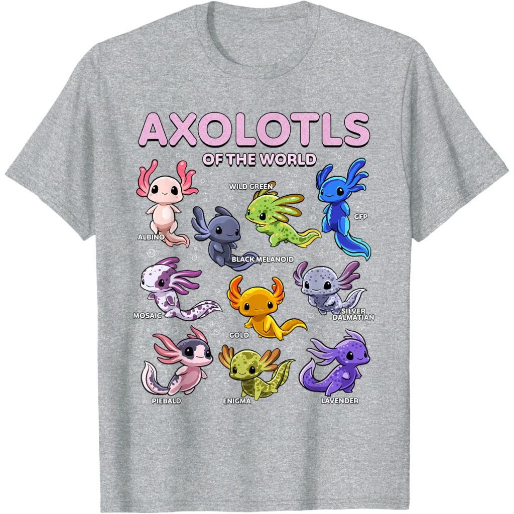Baju Kaos Anak dan Dewasa Axolotl Kawaii Axolotls of the World Axolotl Animals T-Shirt Murah Premium