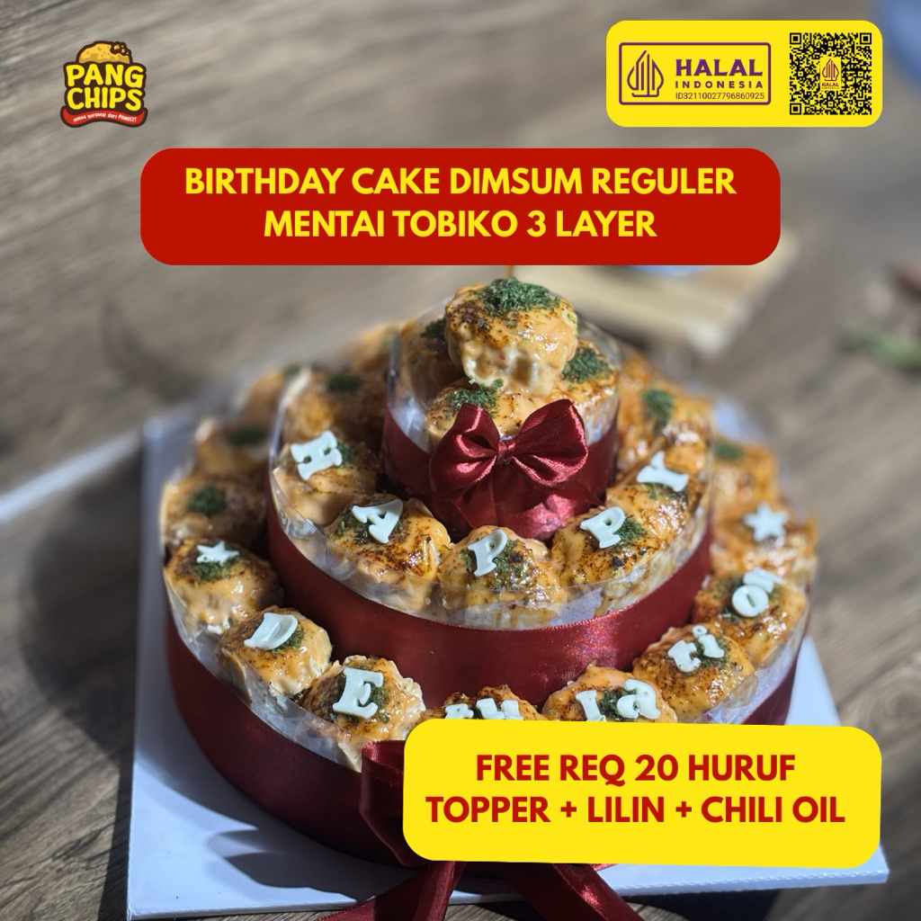 Birthday Cake Dimsum Mentai Tobiko 3 Layer Reguler 30pcs / Mini 50pcs Halal Pangchips