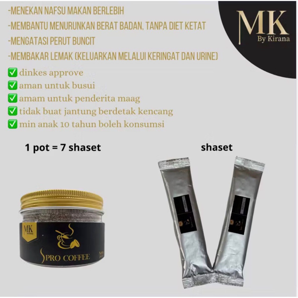 MK S PRO COFFEE  SHASET- kopi diet - kopi pelangsing
