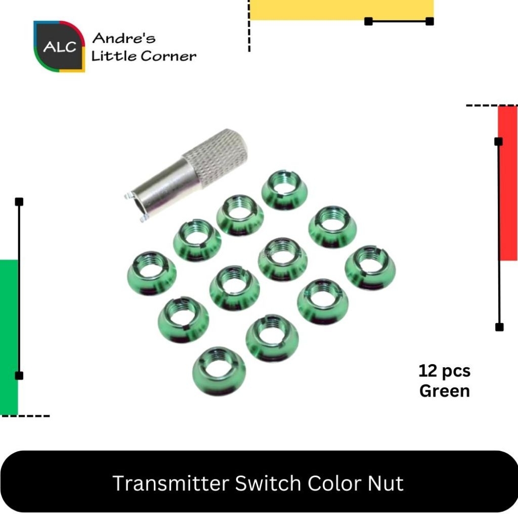 Remote Radio Control Transmitter Upgrade Metal Switch Nut Set with Wrench RC 12pcs Green Radiomaster