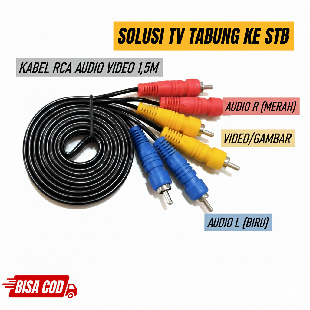Kabel RCA 3 ke 3 Audio Video 1.5 Meter untuk STB Android TV Box ke TV Tabung/DVD/Speaker Aktif 3 War