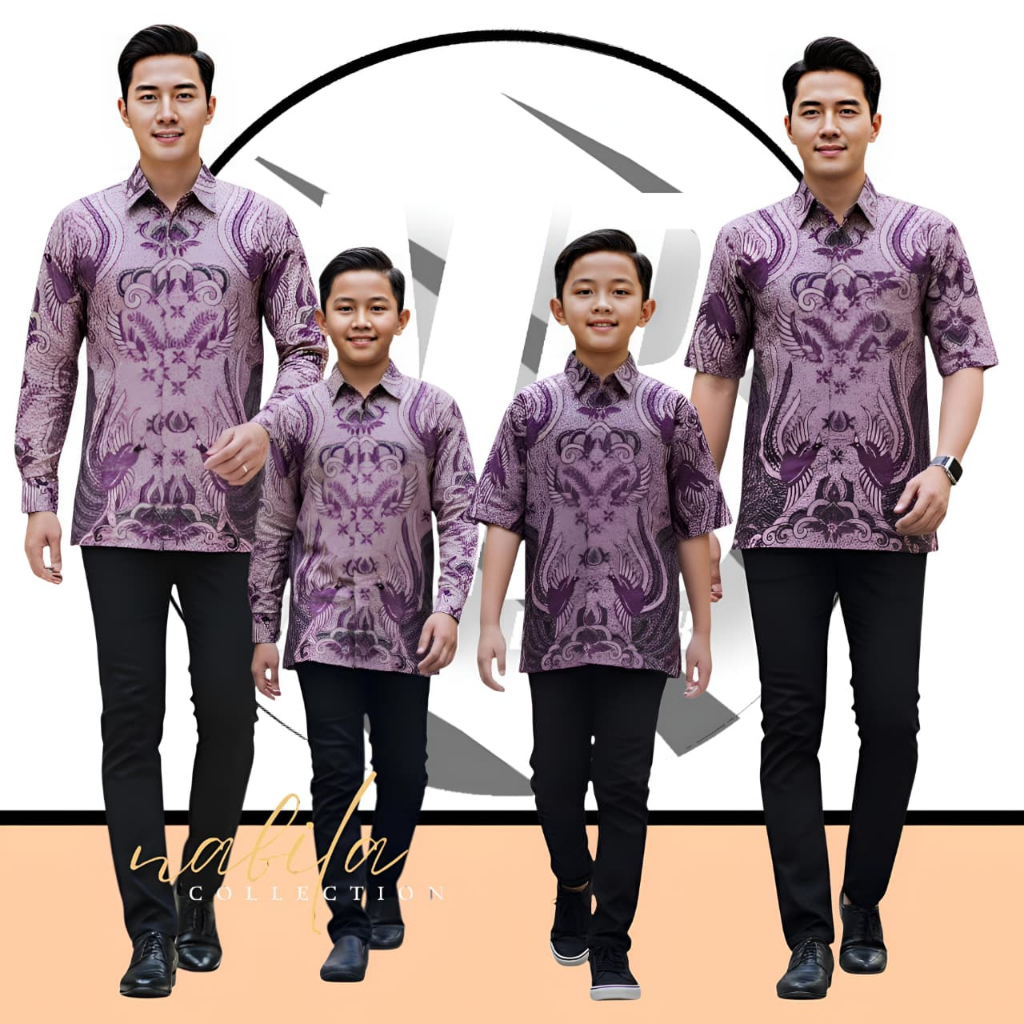 Kemeja Batik Couple Ayah Dan Anak Laki Laki Motif Ironman Ungu