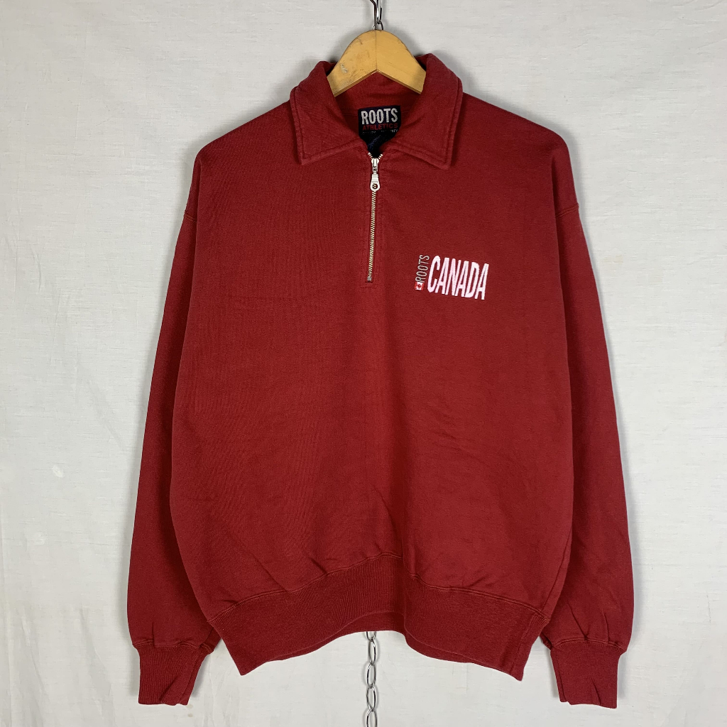 Vintage Roots Canada Half Zip Sweatshirt Crewneck Sweater