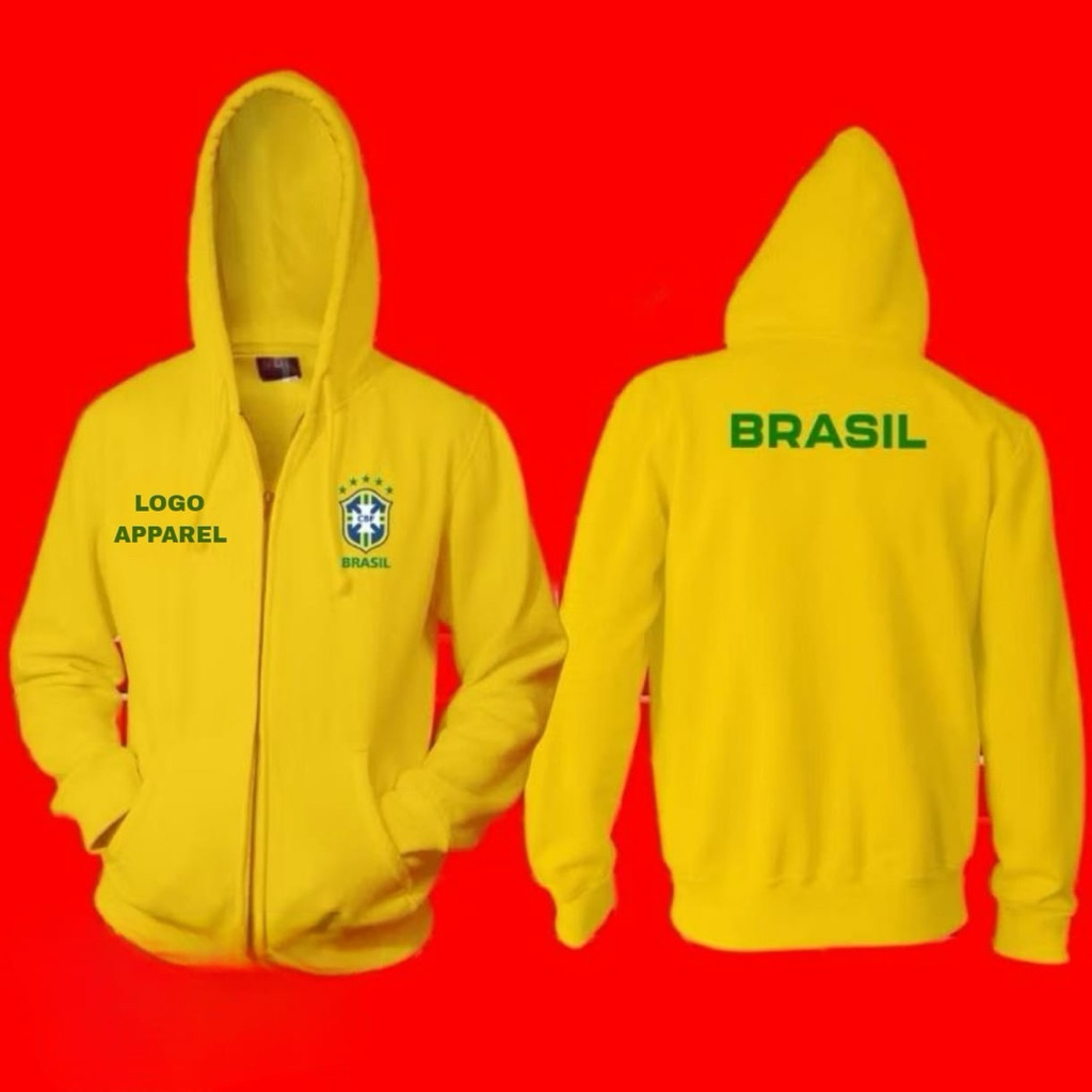 JAKET HOODIE ZIPER BRAZIL UNISEX PREMIUM