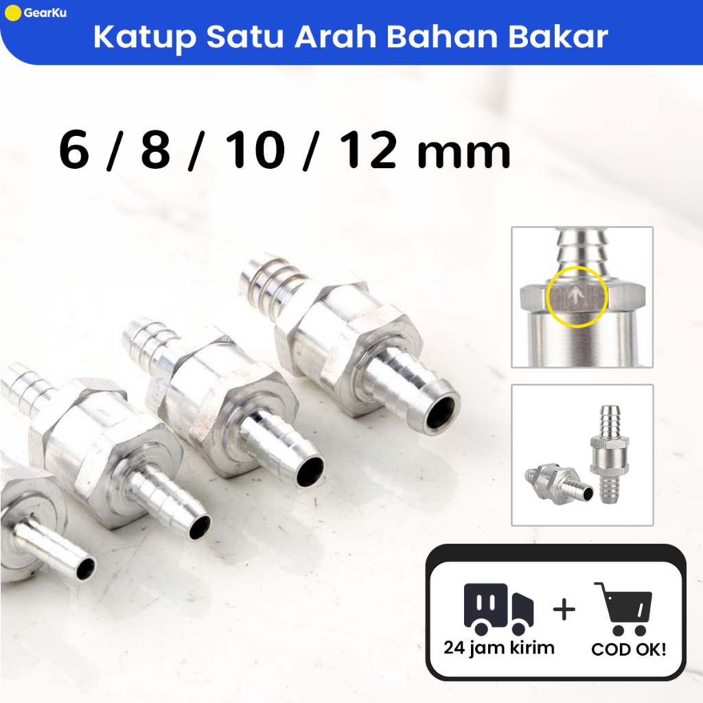 Valve One Way Valve 6/8/10/12Mm   Katup Satu Arah Logam Aluminum  Fuel Motor Mobil Selang Aluminium 