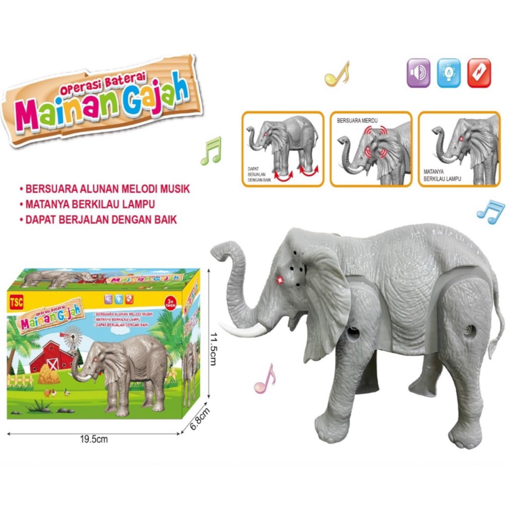 Mainan Anak Gajah Berjalan mainan binatang Gajah lucu