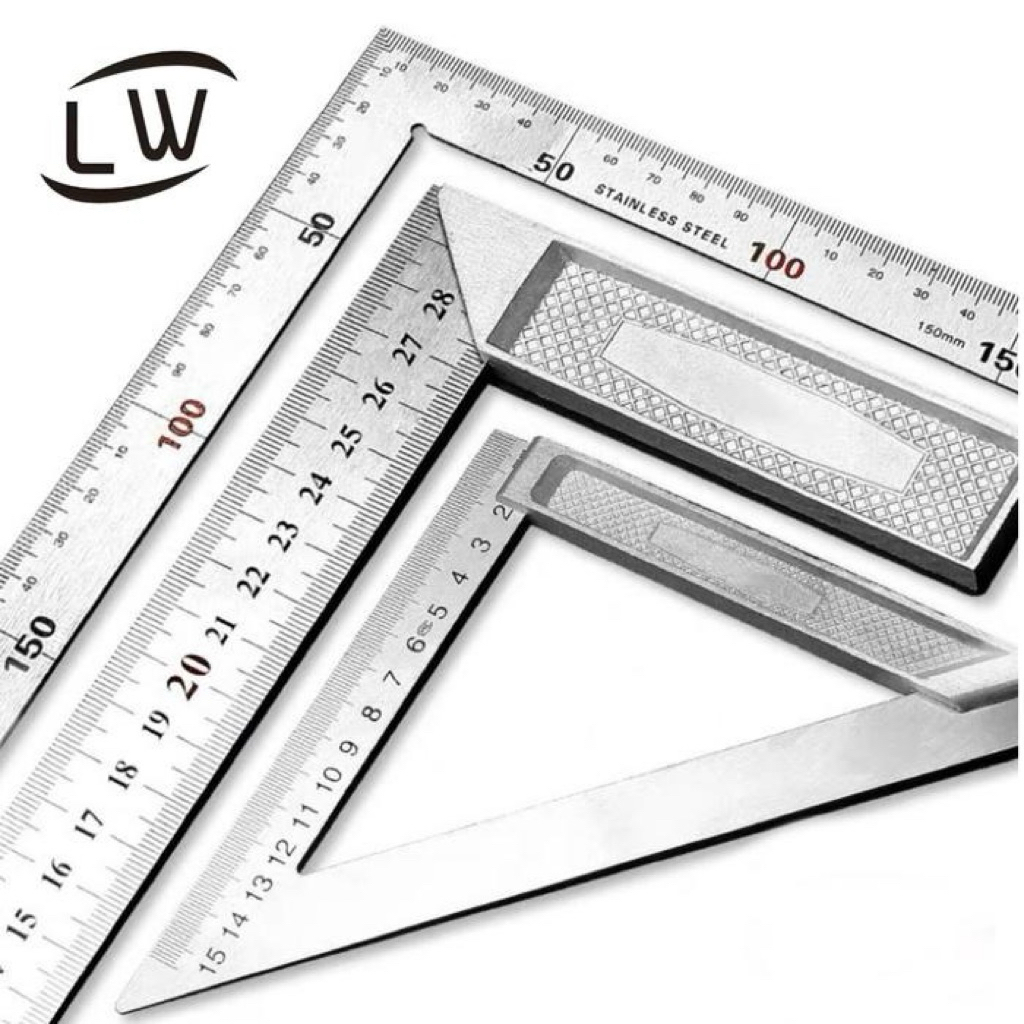PENGGARIS SIKU BESI TUKANG MISTAR RULER BENTUK L 300mm