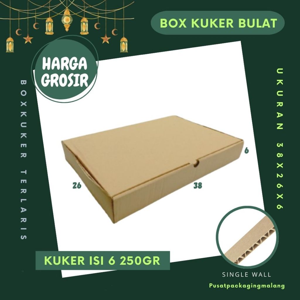 Kardus Kuker 38x26x6 LD Kue Kering Toples 250 gr isi 6 Toples Box Ied Mubarok Dus Idul Fitri Lebaran