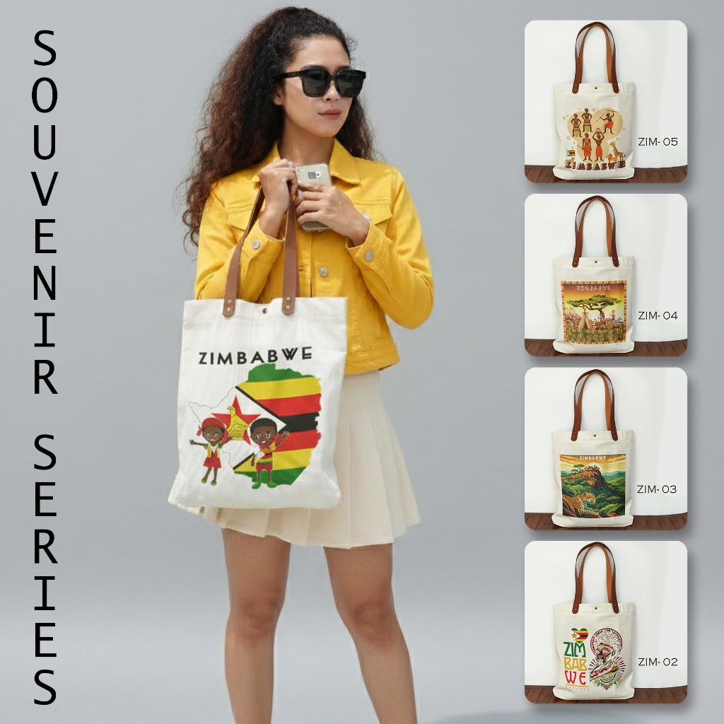 Totebag Canvas Souvenir Zimbabwe Totebag Zimbabwe Afrika