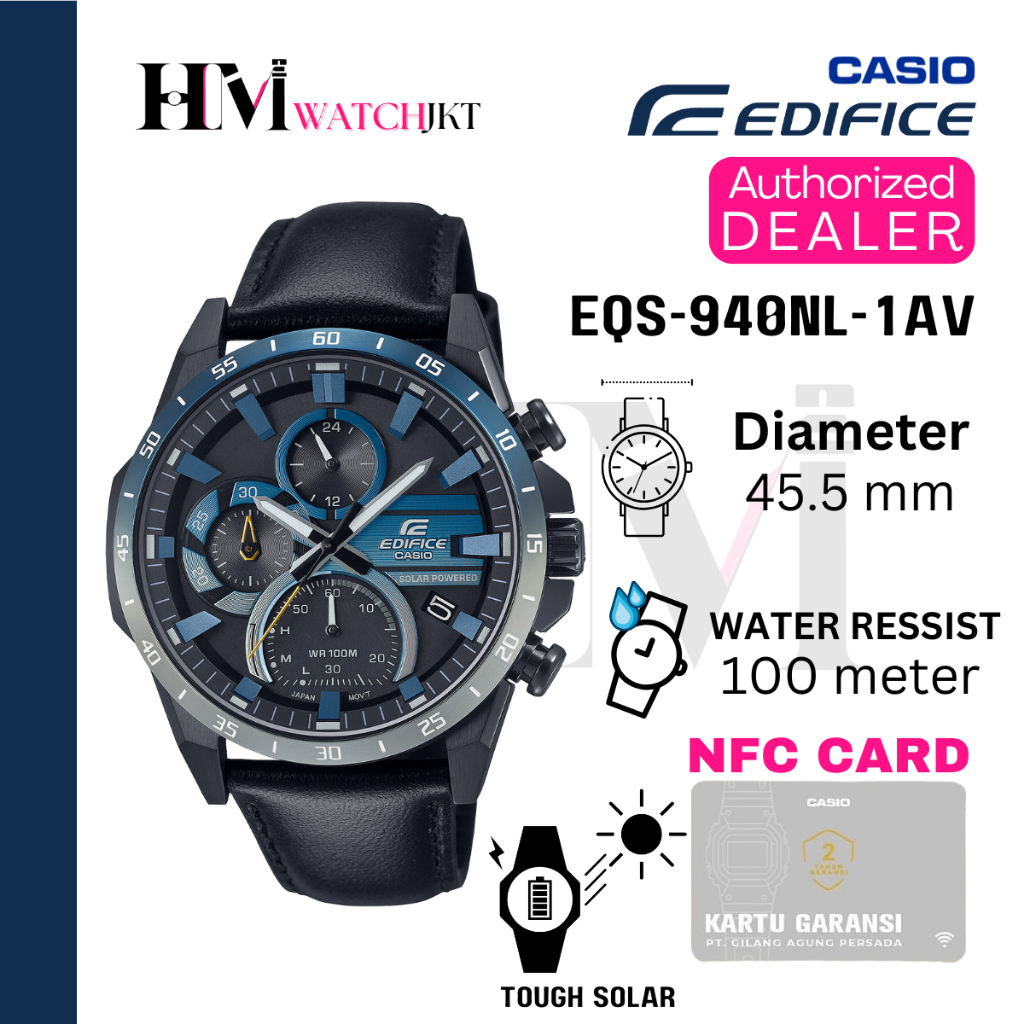 CASIO EDIFICE EQS-940NL-1AVUDF Jam Tangan Pria Original Analog Solar Antiair EQS-940NL-1AV EQS-940