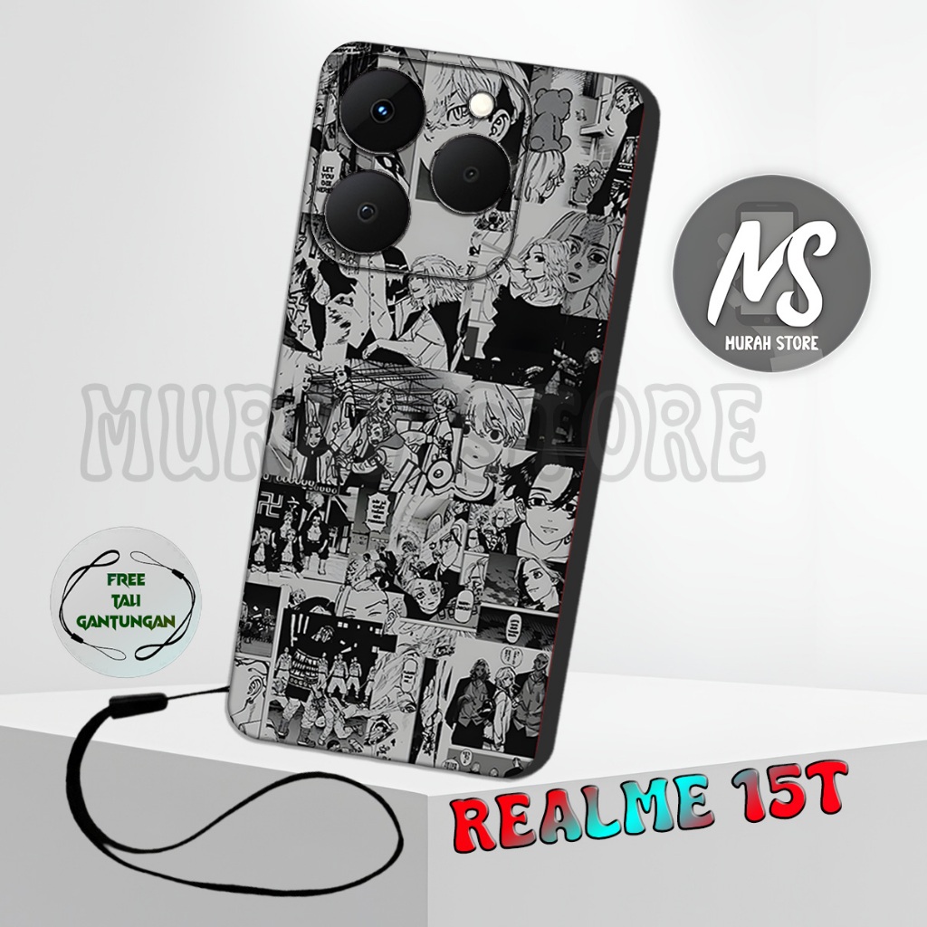 MS47/ Softcase Karet REALME 15T + TALI GANTUNGAN HP / Motif Komik / Case REALME 15T / Silikon REALME