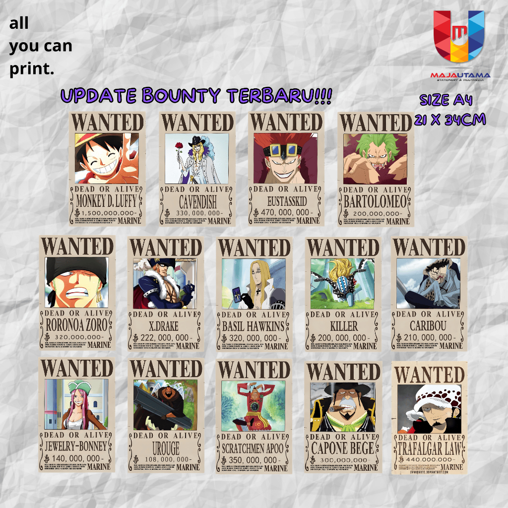 Update Poster Bounty One Piece Terbaru After WANOKUNI