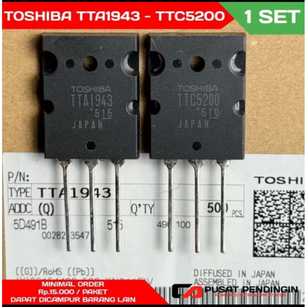 Transistor Toshiba TTC 5200 / TTA 1943 Original (1 pasang)