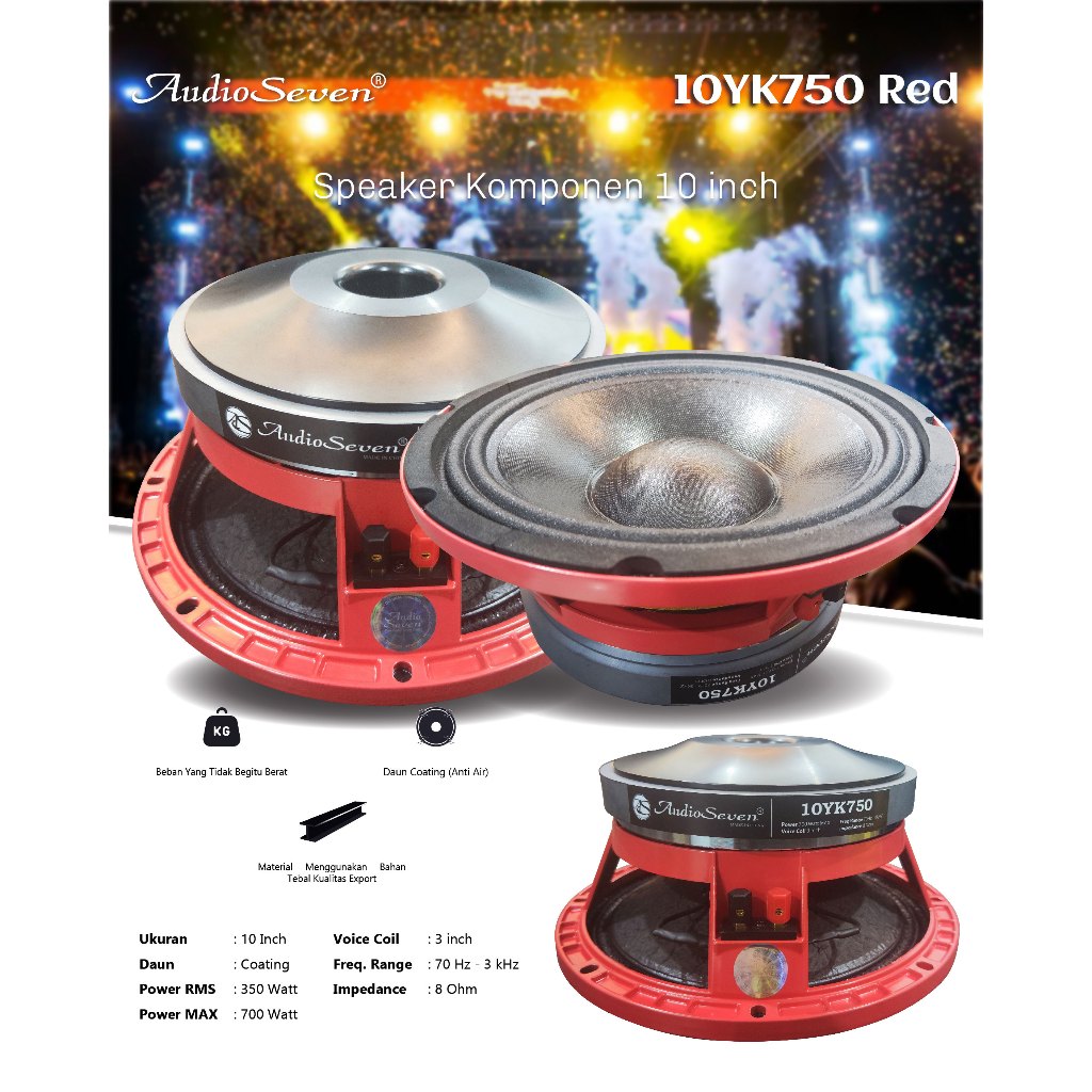 Speaker Komponen Audio Seven 10 YK 750 10 inch Original High Quality