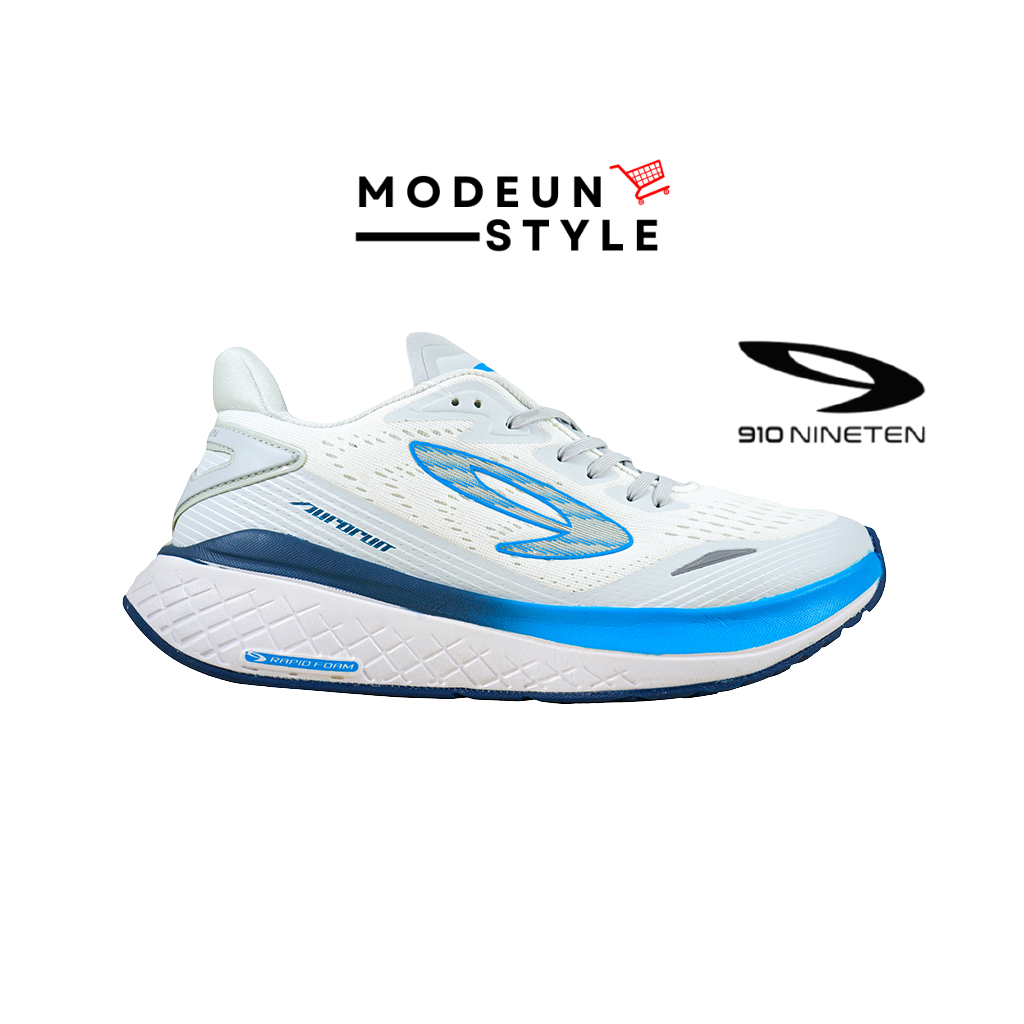 AURORUN PUTIH NAVY BIRU 910 NINETEN/SEPATU LARI AURORUN 910/SEPATU PUTIH/AURORUN 910