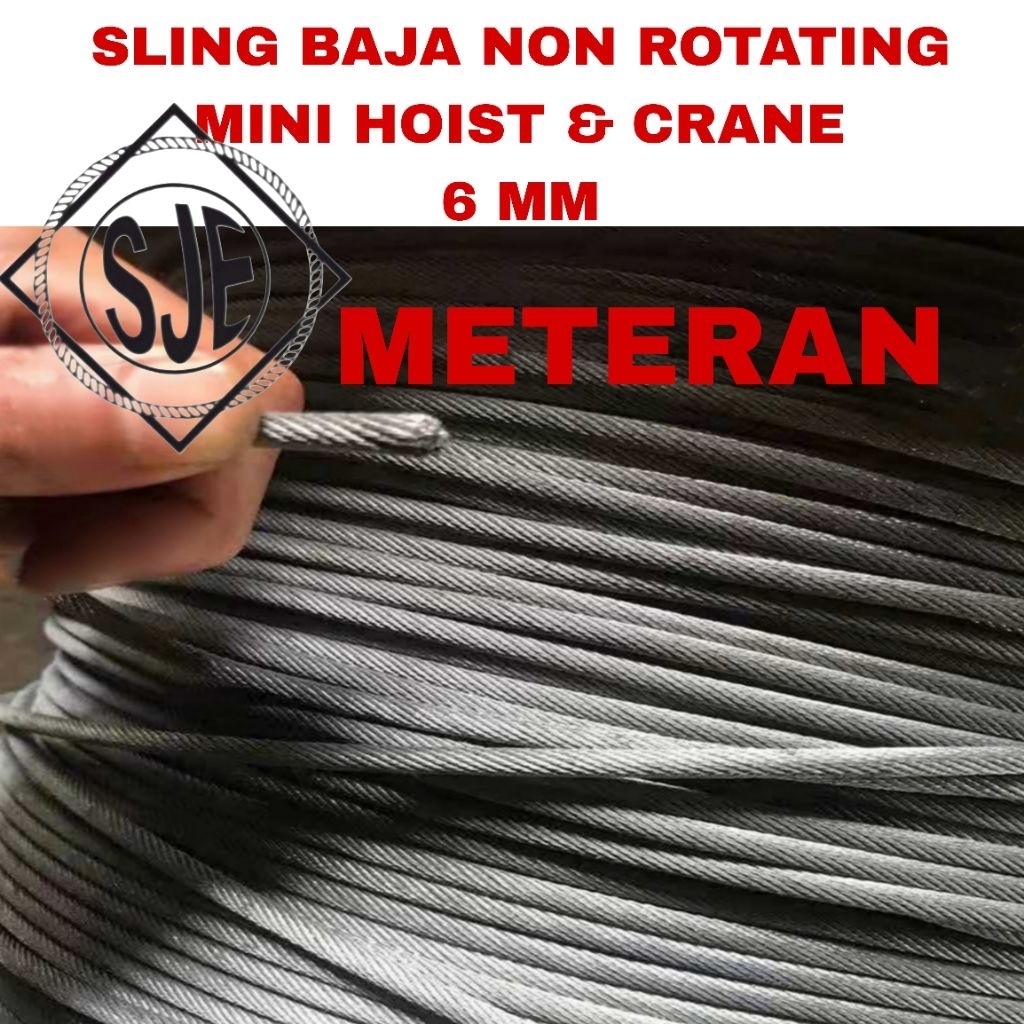 sling NR 6mm / Seling baja NR 6mm / kawat baja NR 6mm / Sling baja NR 6mm / untuk hoist dan crane/ N