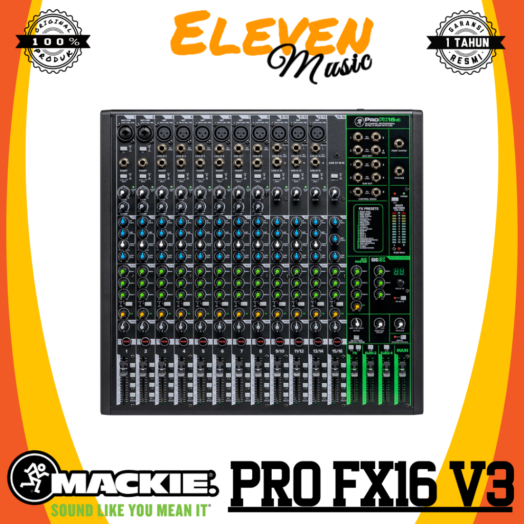 Mackie ProFX16v3 ProFX16 v3 Mixer Analog USB Audio Interface Soundcard 16 Input 11 Channel Mic